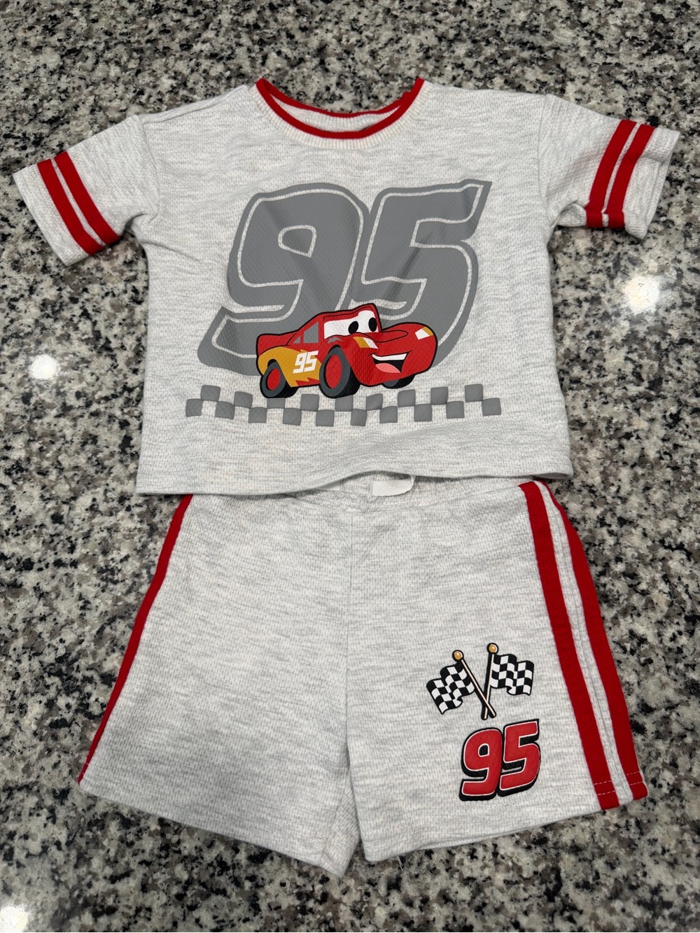 Disney Cars Gray & Red Boys' Crewneck Tee and Shorts Set